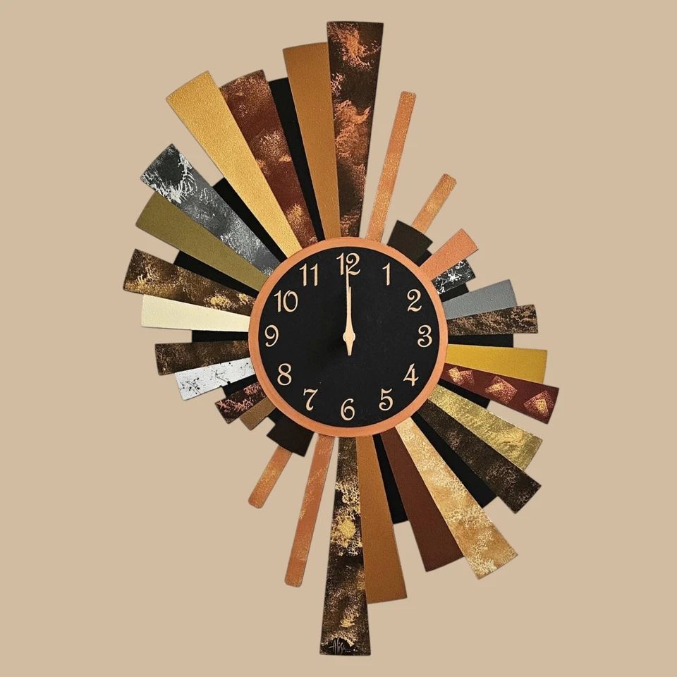 Handmade wall sculpture clock, Brown copper Clock wall art by Alisa 27x18 - Image 3 of 4