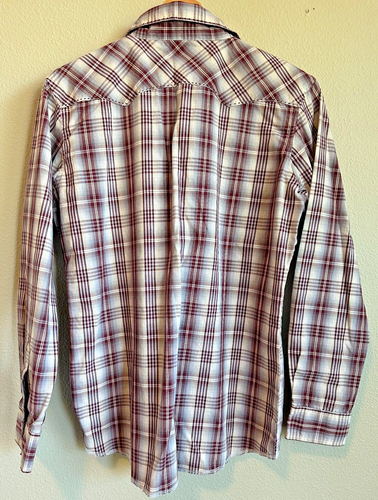 Wrangler Hemd Jungen XL (14-16) rot weiß kariert Perlen Druckknopf Western Cowboy Jugend - Bild 2 von 3