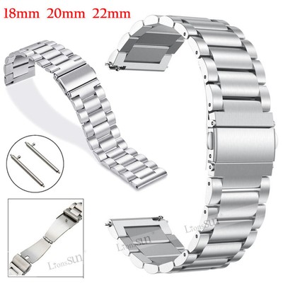 Stainless Steel Metal Bracelet Replacement Watch Band Strap Double Locking Clap