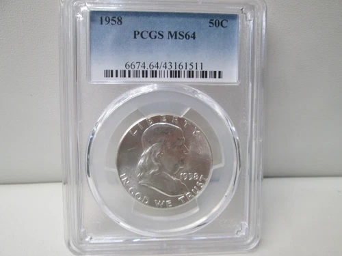 1958 US Franklin Silver Half Dollar PCGS MS64