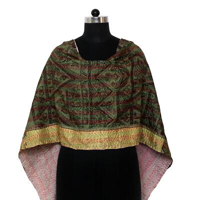 New Indian Silk Kantha Fashion Scarf Reversible Bohemian Handmade Stole Band