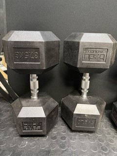 Body Revolution 37.5kg Hex Dumbbells Pair Fixed Weight Black Rubber/Metal