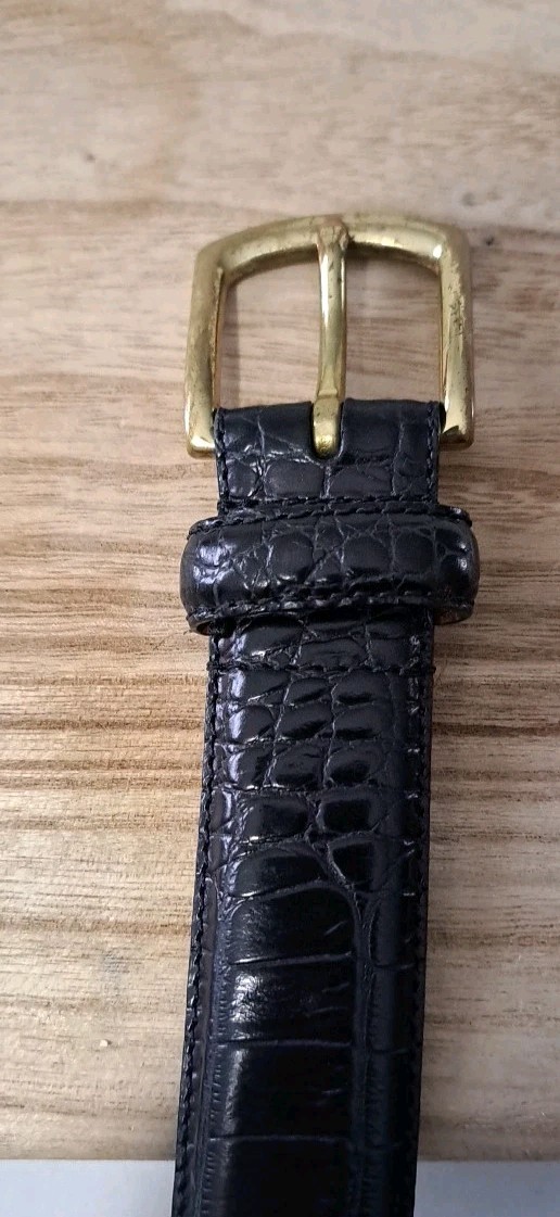Polo Ralph Lauren Black Croc Embossed Genuine Leather Belt Mens 40/100 thumbnail 7