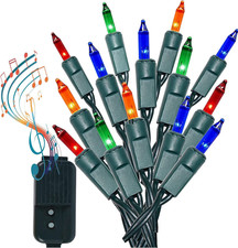 140 Waterproof Bulbs for Outdoor Use Multi-Color Musical Christmas Lights - Play