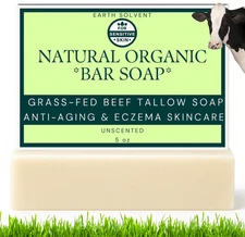 Grass Fed Beef Tallow Soap Bar - All  Natural Organic Tallow Soap UNSCENTED 5oz