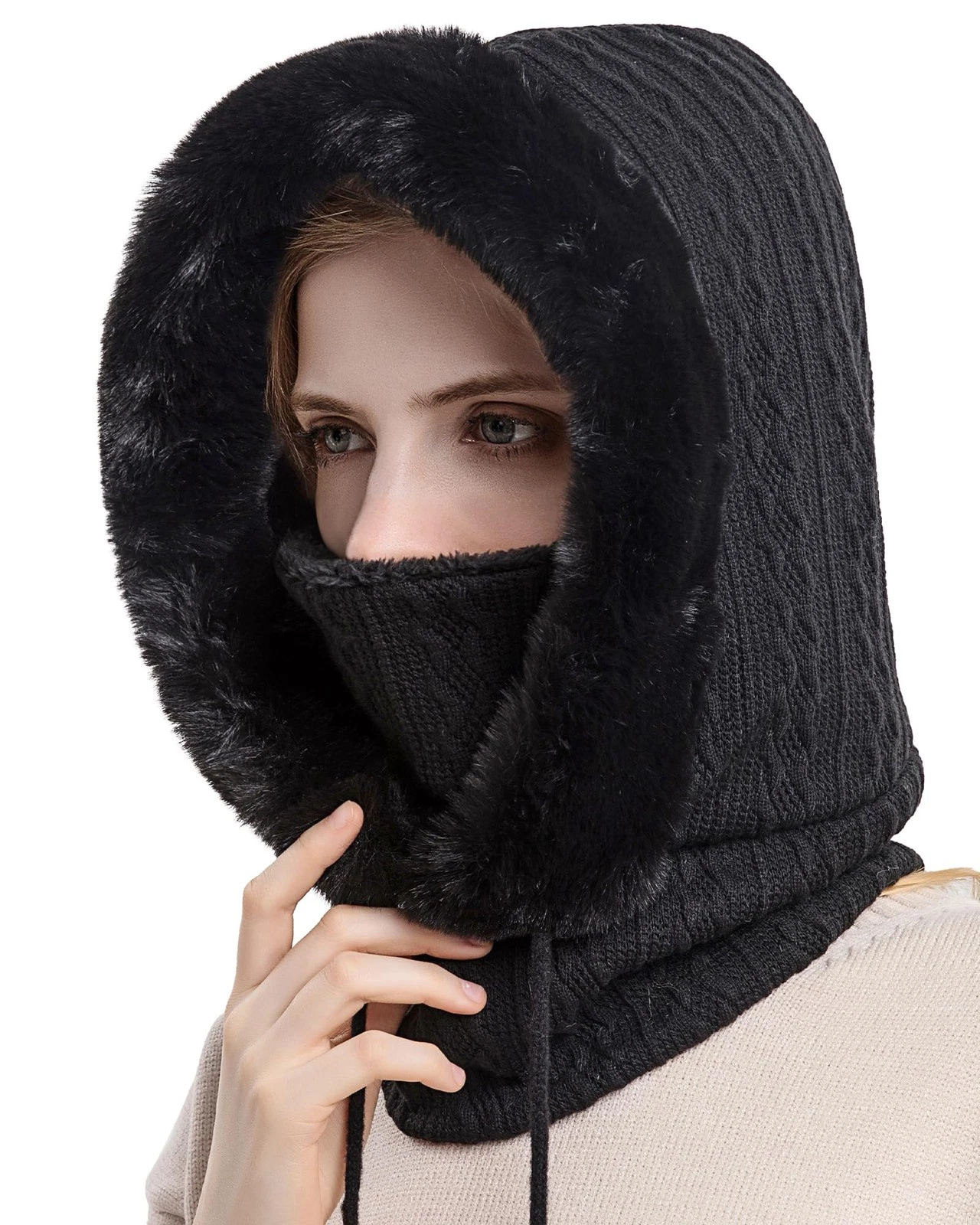 3-in-1 Winter Balaclava,Knitted Hat Outdoor Windproof Scarf Hat,Knitted Ski M...