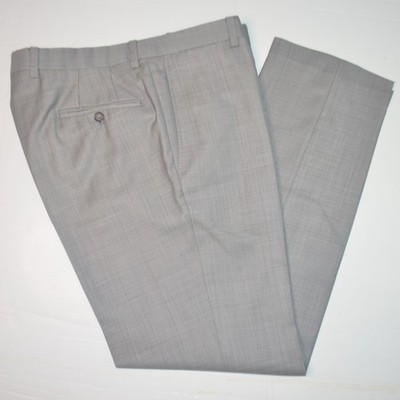 TED BAKER Jefferson 100% Wool Sharkskin Gray Flat Front Dress Pants 34 x 32