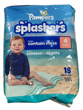 Pampers Splashers Baby Swim Diapers Medium 20-33 Pounds, 18 Swim Diapers
