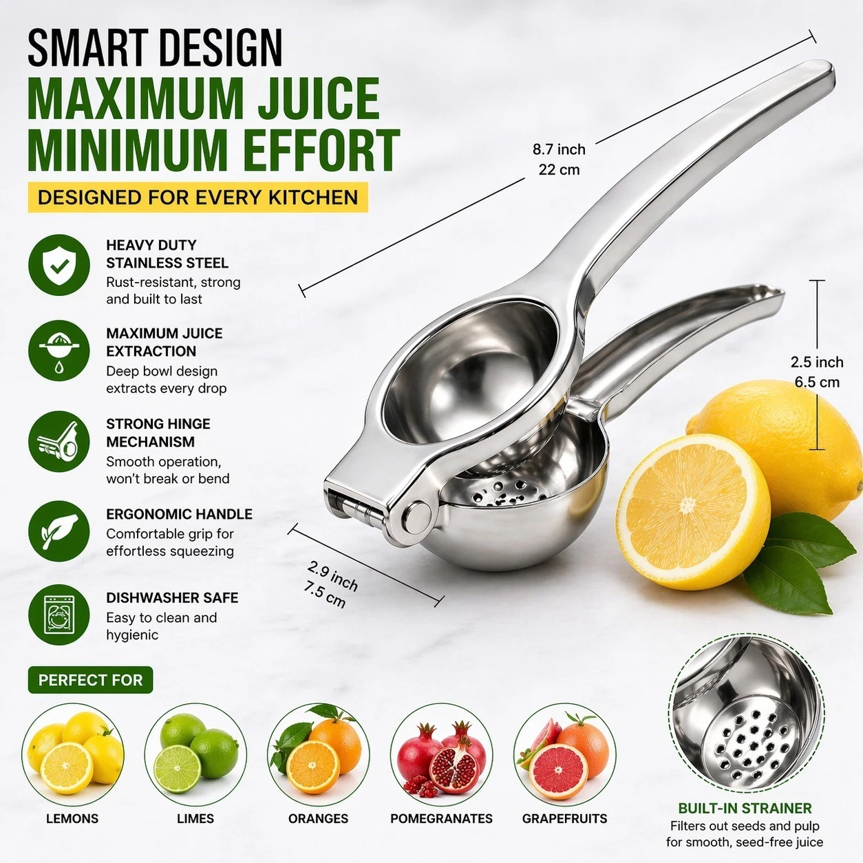 Heavy Duty Stainless Steel Lemon Squeezer Manual Citrus Juicer Press Tool
Opens in a new window or t