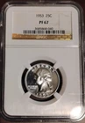 1953 NGC PF 67 SILVER QUARTER PROOF