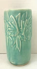 Vintage McCoy Butterfly Cylinder Pottery Vase 6" Tall Matt Green
