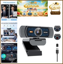 4K USB Webcam Autofocus Built-In Microphone Privacy Cover 78  Wide Angle PC