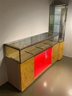 2 Pc. Parker Glass Display Case, Vintage Floor Showcase, Lighted Store Counter — photo 2