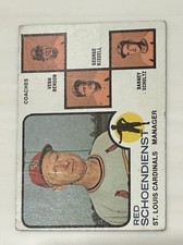1973 Topps - Cardinals Red Schoendienst #497  DARK PALE BACKGROUND Variation