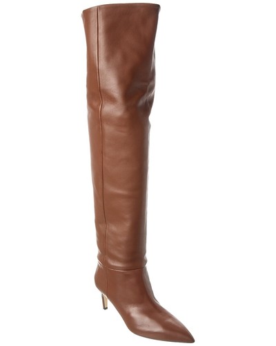Bota Paris Texas Stiletto de cuero sobre la rodilla para mujer marrón 36