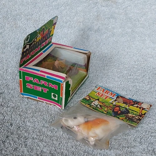 Vintage 1950s farm toy figures in original packaging, box by Laurie Toys, HK