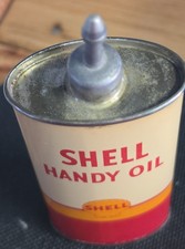 Rare Lead Top 1930's Shell Handy Oil Oiler Can Excellent Condition 