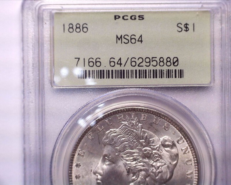 1886 PCGS MS64 Morgan Silver Dollar, Old  Green Holder