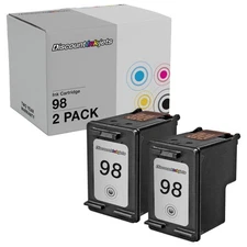 2 C9364WN Black Printer Reman Ink Cartridge for HP 98 HP98 OfficeJet 6310xi