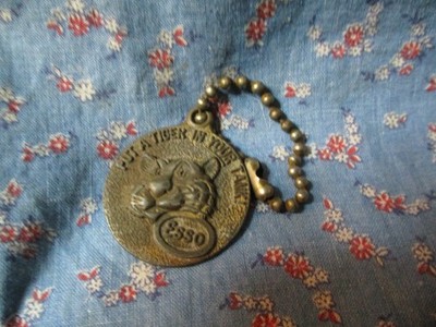 Old Keychain ESSO Put A Tiger in Your Tank  1 3/8 Inch Wide
