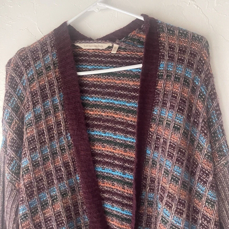 Cárdigan Suéter Soft Surroundings M Multicolor Colorido Tejido Suave Rayas Foto 2 de 4
