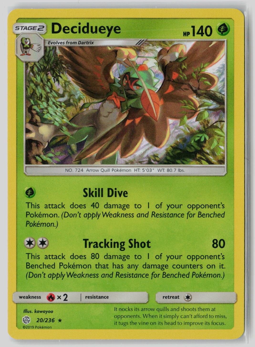 Decidueye 20/236 Holo Rare Cosmic Eclipse Pokemon Near Mint
