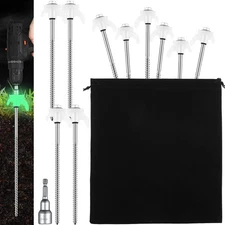 10 Pcs 8 Inch Screw-in Tent Stakes Heavy Duty Drillable Ground Anchors White
