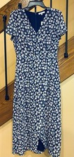 Madewell Dress Faux Wrap-Front Midi Lined Blue French FloralSZ. 4 NWT