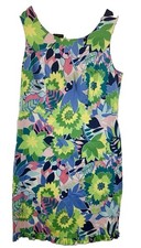 Talbots Petites Women's Sleeveless Dress Sz 8P Multicolor Floral Lined Ruffle