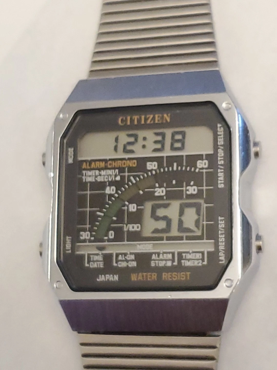 Rare Vintage 1980s Citizen DQ-5110 Men’s Digital LCD Chronograph Watch Japan
