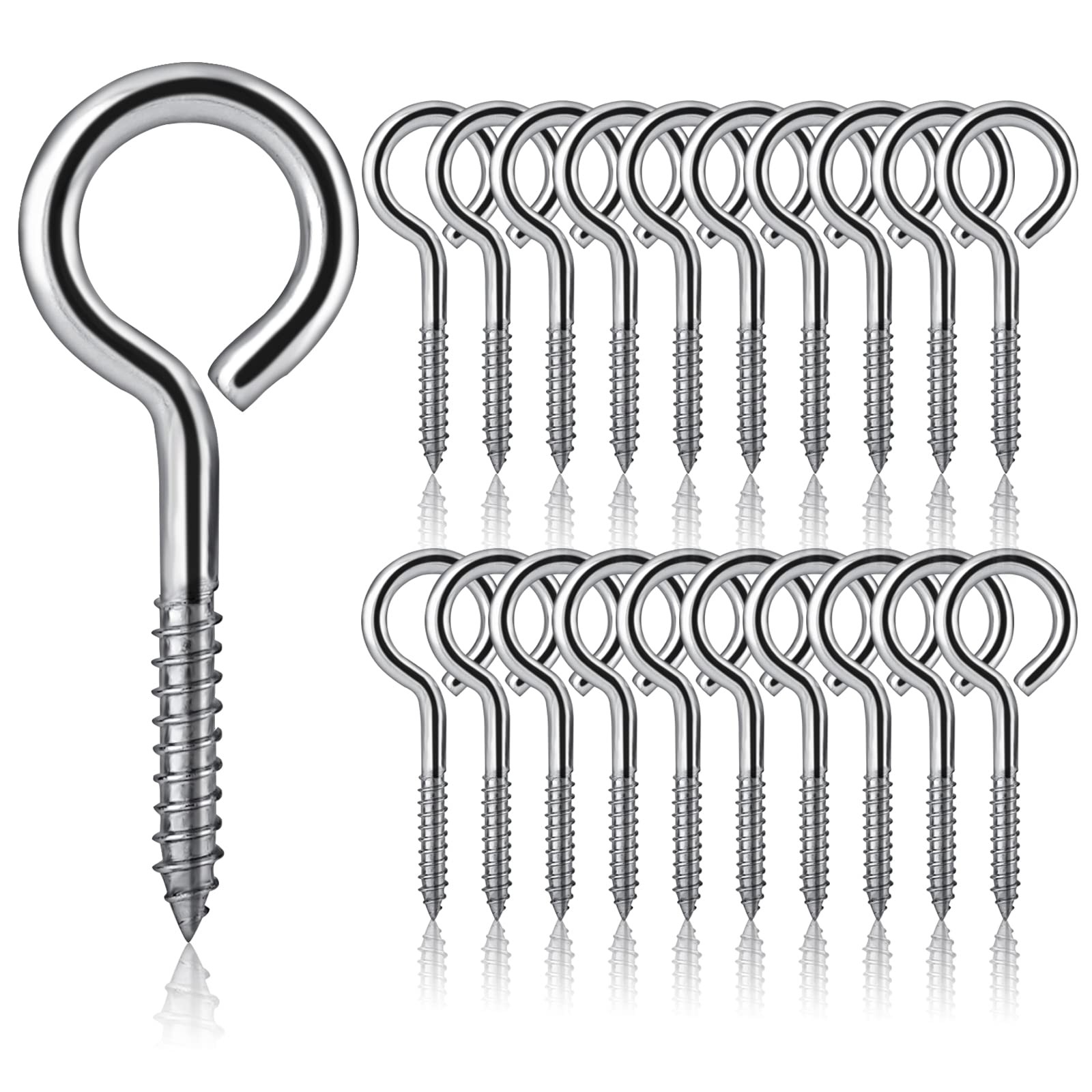 20Pcs M5 x 65 Eyelet Screws Vine Eye Bolts Eye Screws Hooks Metal Screw