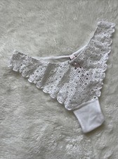 Victoria  s Secret Dream Angels White Eyelet Brazilian Mesh Pantie S 