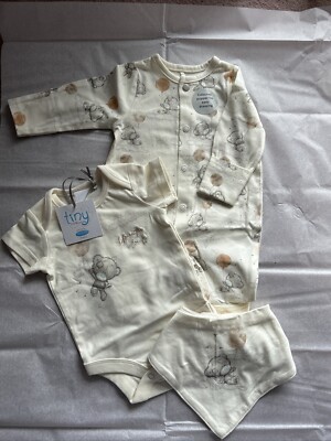 Tiny Tatty Teddy 0-3 Months 14 Lbs Pc Starter Set~ Sleepsuit, Bodysuit  Bib UK