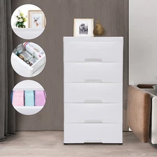 Modern Clothes Storage Cabinet 5*Drawers Bedroom Dresser Flat Top Wardrobe