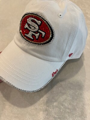 SAN FRANCISCO 49ers HAT WHITE HAND JEWELED USING 300+SWAROVSKI CRYSTALS