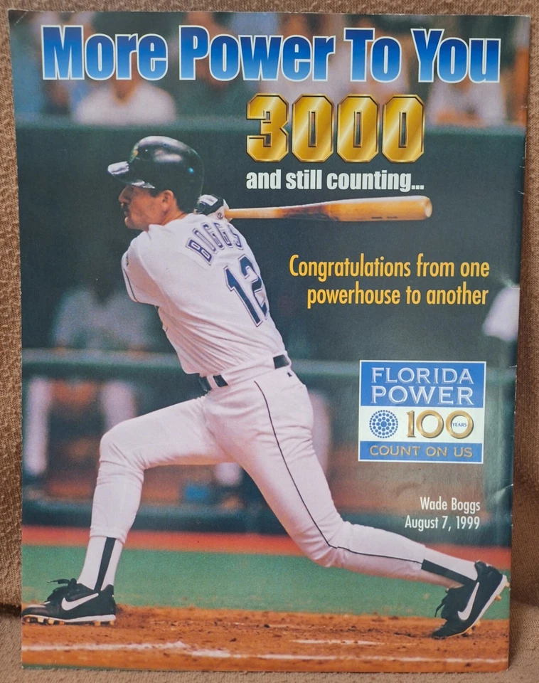1999 WADE BOGGS Devil Rays Tribute Day SGA Ltd Ed 3,000 Hits Anthology Program  - Image 2 of 3