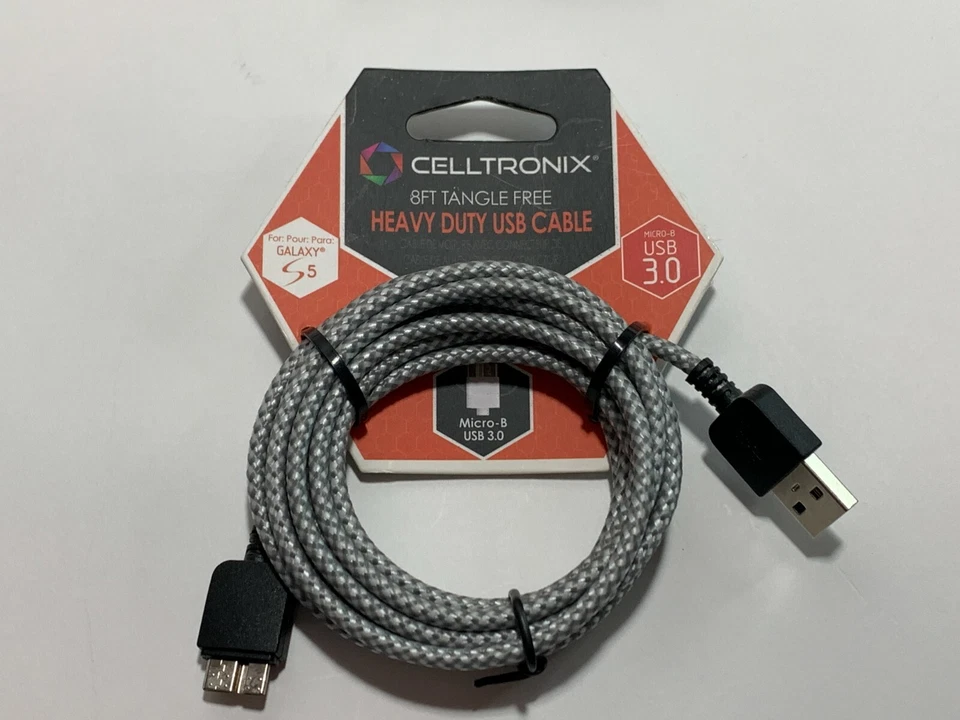 LOTE de 6 cables de datos de carga y sincronización sin enredos de tela micro-B/USB NUEVOS 8 pies DE ALTA RESISTENCIA Foto 2 de 4