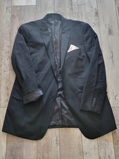 46L Men's Paulo Solari Blazer Solid Black 100 Wool 2 Button Sport Coat