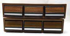 Medium Brown Cassette Tape Storage Case 42 Faux Wood Finish 3 Drawer 2 Cases