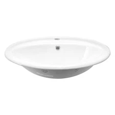 Canal Oval Shaped Drop-In Bathroom Vanity Sink 21-3/4" X 18 5/8" White Porcelain