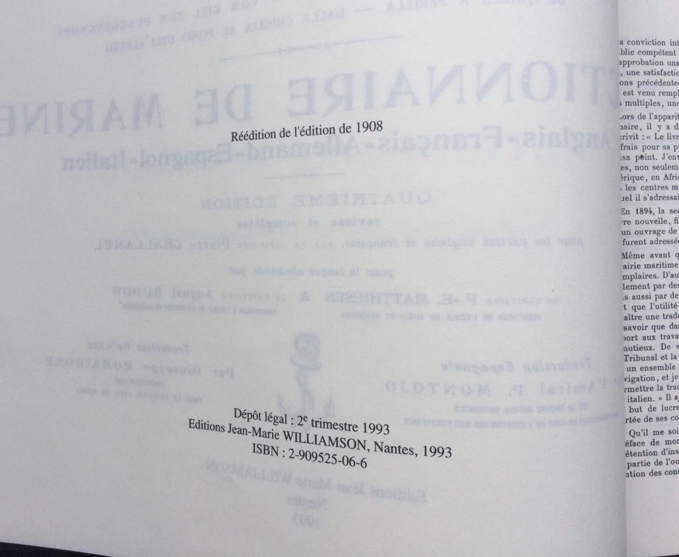 Capt PAASCH DE LA QUILLE A LA POMME DU MÂT DICTIONNAIRE DE MARINE WILLIAMSON 93 - Photo 4/4
