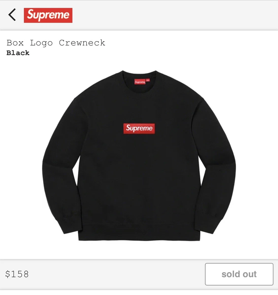 Supreme Box Logo Crewneck Black Size Medium Order Confirmed *TRUSTED SELLER*