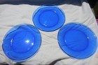 Set of 3 Cobalt Blue Glass Salad Lunch Plates  7 1/2" — photo 1