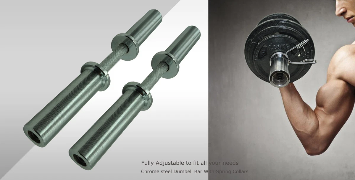 50cm Olympic Dumbell Weight Handle - 20" Dumbell Bar & 4 Free Spring Collars