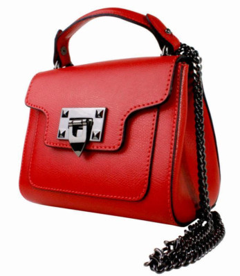 Maily Red Handmade Leather Tote Bag