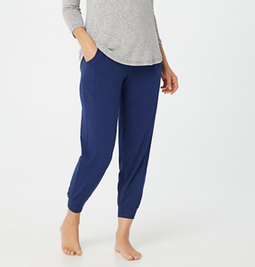 AnyBody Petite Cozy Knit Ribbed Jogger Pants - Deep Twilight - Petite Large | eBay