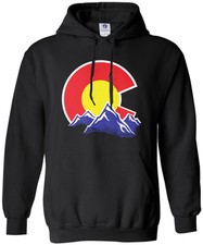 Threadrock Men's Colorado Mountain Hoodie Sweatshirt state denver
