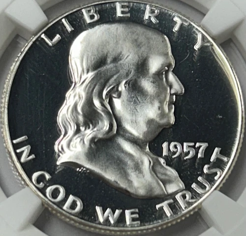 1957 Proof Franklin Half Dollar NGC PF67 Cameo Strong Definition
