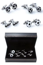 Soccer Player Ball Shoes Set of 4 Pairs Cufflinks Wedding Fancy Gift Box