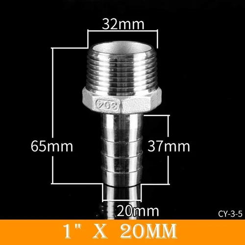 Stainless Male Thread Pipe Fitting x Barb Hose Tail Connector BSP 1/8" to 4" - Bild 58 von 86